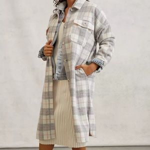 If By Sea plaid long wool shacket size medium from Anthropologie